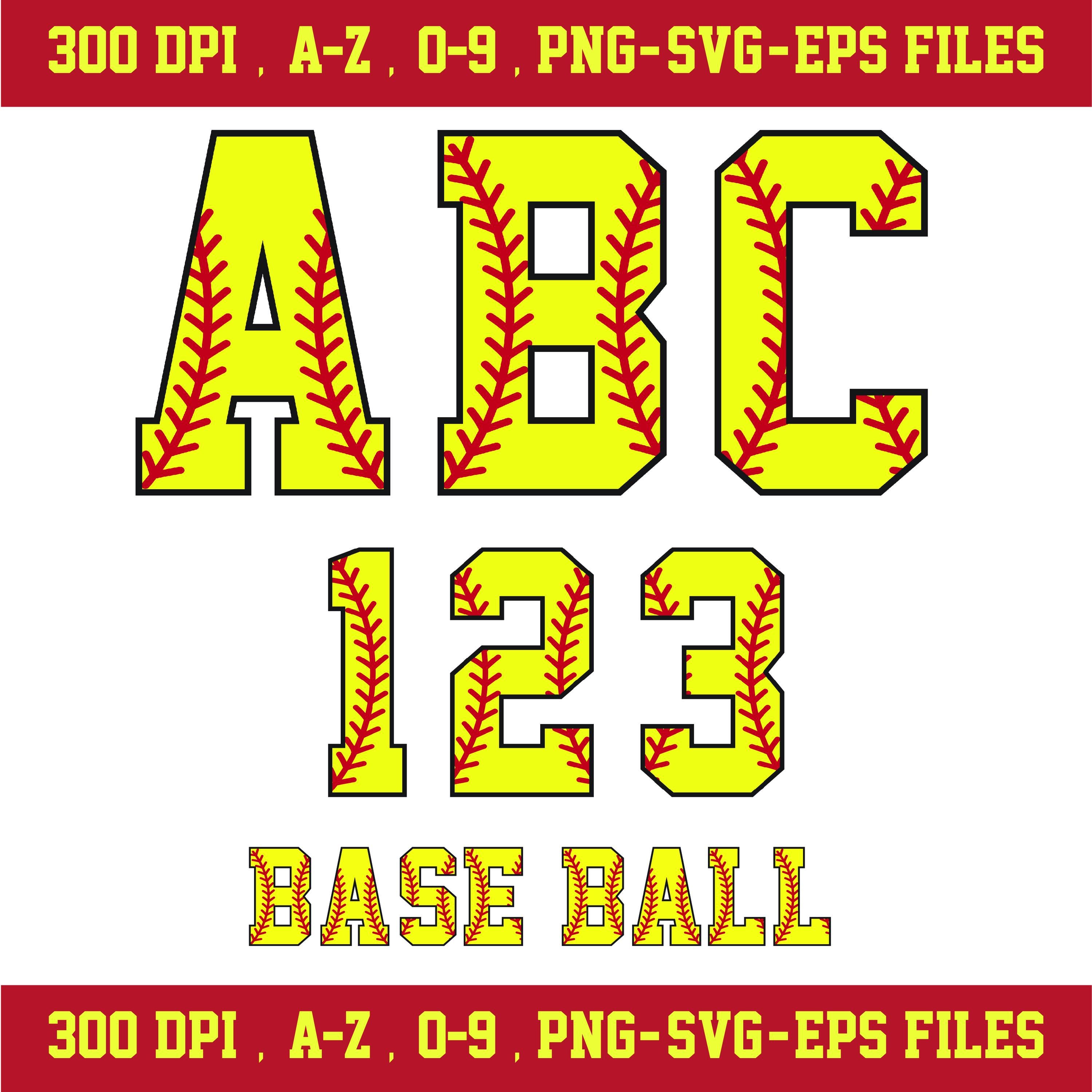Baseball and Softball Alphabet and Numbers Font Svg Png Eps, Alphabet ...