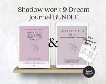 Shadow work Journal & Dream Journal with prompts Bundle, Digital and Printable PDF, Goodnotes, Sweary healing guided workbook with questions