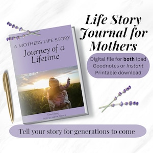 Diário de história de vida, diário legado, diário guiado, presente de dia das mães para mãe, presente de aniversário, história da família, livro de história de vida, diário para impressão