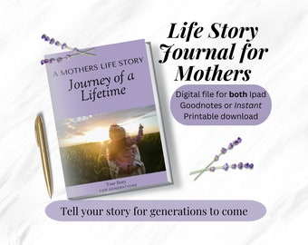 Life Story Journal Legacy Journal Guided Journal Mothers Day Gift for Mom Birthday Gift Family History Life Story Book Printable Journal