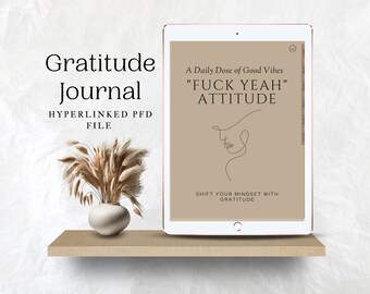 Digital Gratitude Journal with prompts, Daily Gratitude Journal for iPad, GoodNotes, Mental Health, Self Care & Mindfulness, Bonus Printable