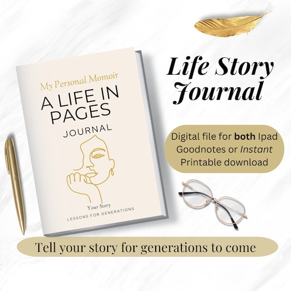 Life Story Journal Legacy Journal Guided Journal Mothers Day Gift for Mom Birthday Gift Family History Life Story Goodnotes Journal