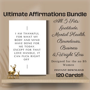 Affirmation Card Bundle, Lustig, Schimpfwort Geschenk für Frauen, Set Boundaries, Mental Health, Business Mindset, Weight Loss Goals & Dankbarkeit