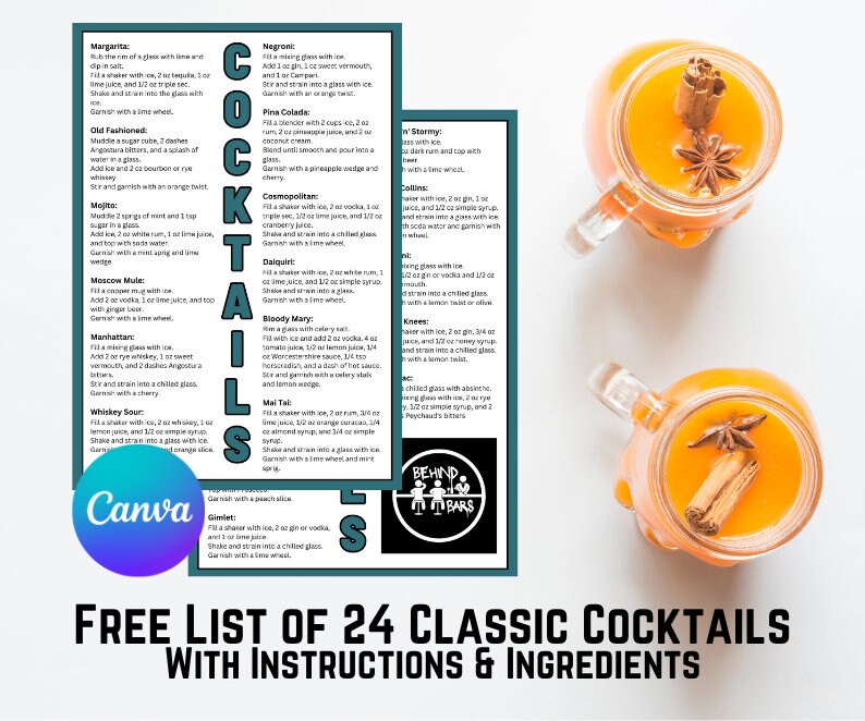 Create Your Own Cocktail Menu With Free Shooter Menu Canva Etsy