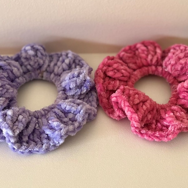 Crochet velvet scrunchies