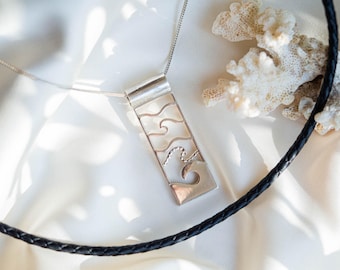 Collar de olas: colgante de plata de ley hecho a mano inspirado en el océano, regalo de joyería