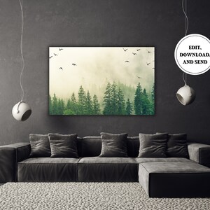 Fine Art Forest Photography Print - Foggy Trees Nature Landscape Framed Home Wall Decor, wall art, Digital Files