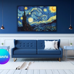 Starry Night By Van Gogh Tempered Glass Printing Wall Art, Natural And Vivid Wall Decor, Modern Wall Art, Extra Large Wall Art, Season Gift