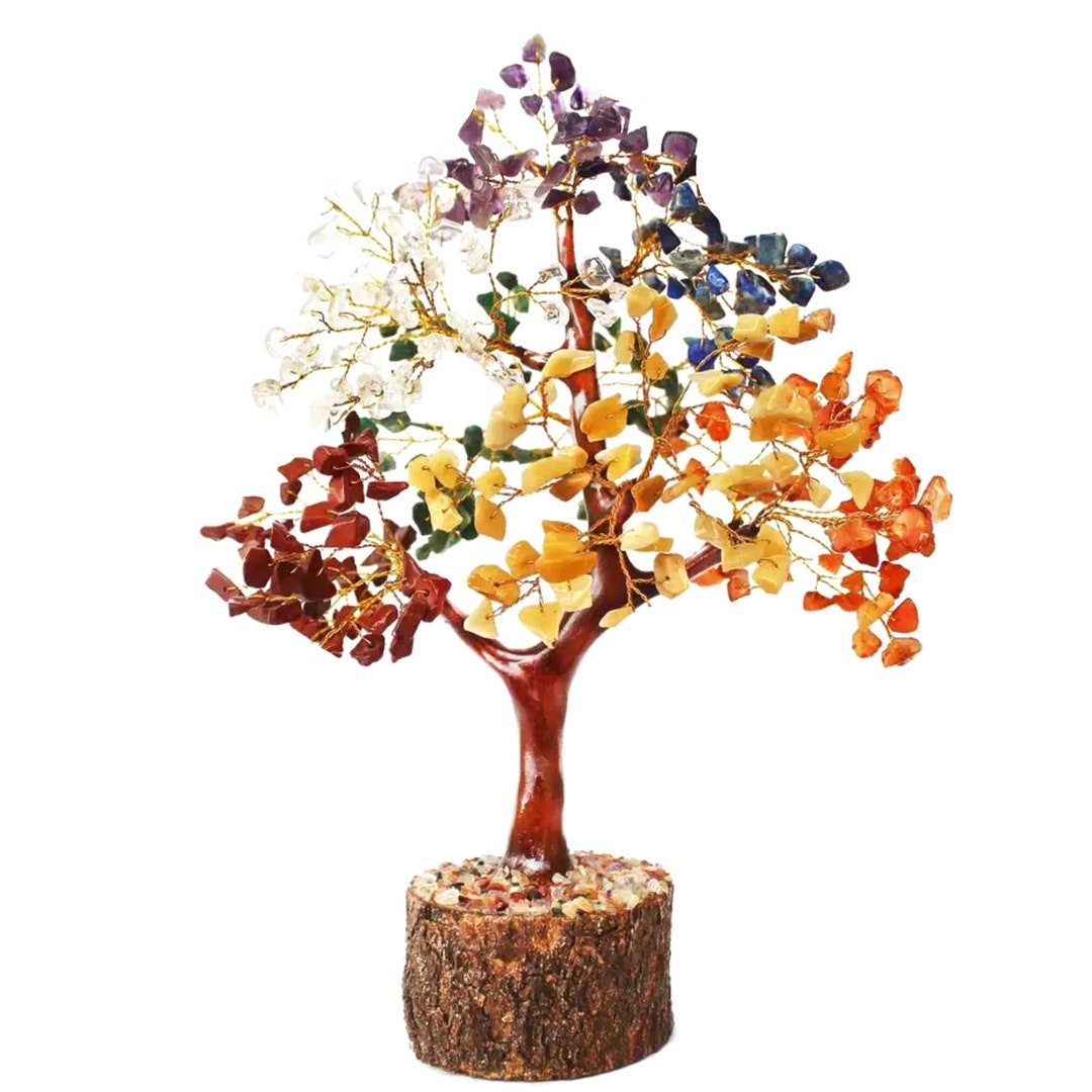 7 Chakra Stone Tree Decorative Gems Tree Home Decor Natural Crystals