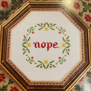 Complete Cross-Stitch | Finished Needlework | Sarcastic, Funny Phrases | Customizable Needlepoint | Home Decor