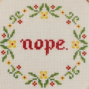 Complete Cross-Stitch | Finished Needlework | Sarcastic, Funny Phrases | Customizable Needlepoint | Home Decor