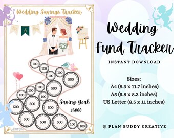 Wedding savings challenge, couple financial planning template, budget planner, wedding fund tracker printable, couple wedding savings goals