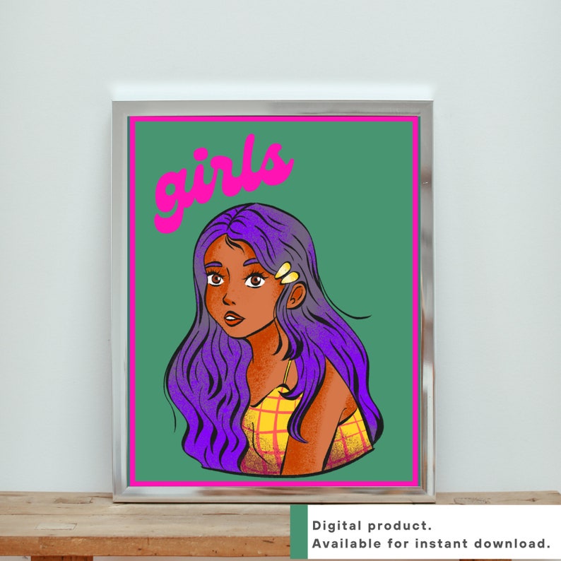 Buy Girls Digital Art Teen Girl Room Decor Pink Wall Art Online in