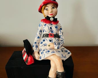 Handmade Ceramic Girl Sculpture , Unique Woman Figurine, Modern Art Decor, Pottery Statue,