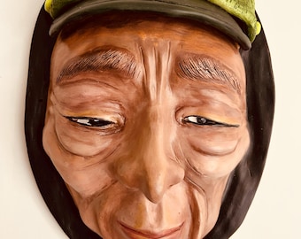 Handmade  Mask,Ceramic Wall Decor, Art Sculpture, Boho Home Decor,