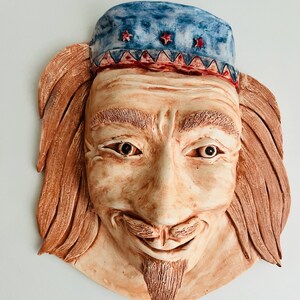 Handmade ,Ceramic Wall Mask,Bohemian Art, Modern Home Décor,