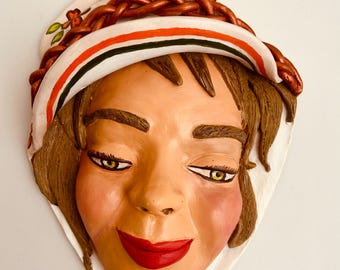 Handmade ,Ceramic Wall Mask ,Art Sculpture, Home Decor, Unique  Statue
