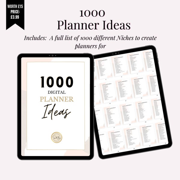 1000 Planner Ideas / Small Business / Digital Product  Template / Small Business plan / Niche ideas list / Etsy Shop Business idea