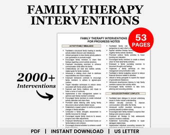 Family Therapy Interventions for Progress Notes, Therapeutic Interventions, Therapy Progress Notes, Psychotherapy Notes, Therapy Tools