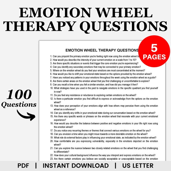 Emotion Wheel Therapy Questions, Emotion Wheel, Feelings Wheel, Wheel of Emotions, Emotional Wheel, Emotion Focused Therapy, EFT Questions