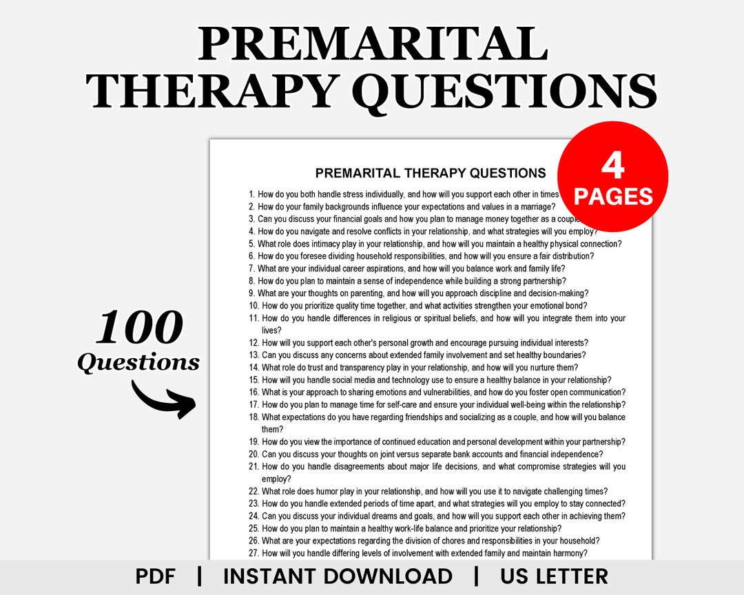 Premarital Therapy Questions, Couple Therapy, Premarital Counseling