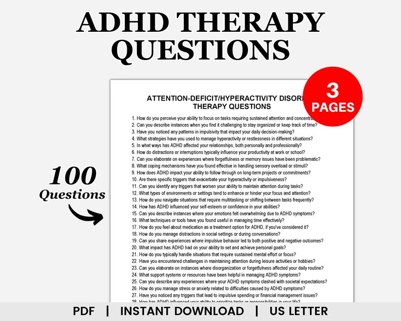 ADHD Therapy Questions, ADHD Therapy, Therapy Questions, Counseling ...