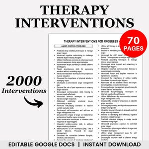 Editable Therapy Interventions for Progress Notes, Therapeutic Interventions, Psychotherapy Notes, Treatment Planner, Progress Report