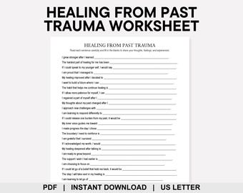 Healing From Past Trauma Worksheet, Trauma Healing, Trauma Recovery, PTSD, Inner Child, Emotional Regulation, Coping Skills, Self Care