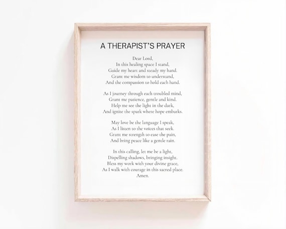 A Therapist's Prayer Wall Art, Therapy Office Decor, Therapist Gifts, Therapist Print, Therapist Wall Decor, Counselor Gift, Prayer Wall Art