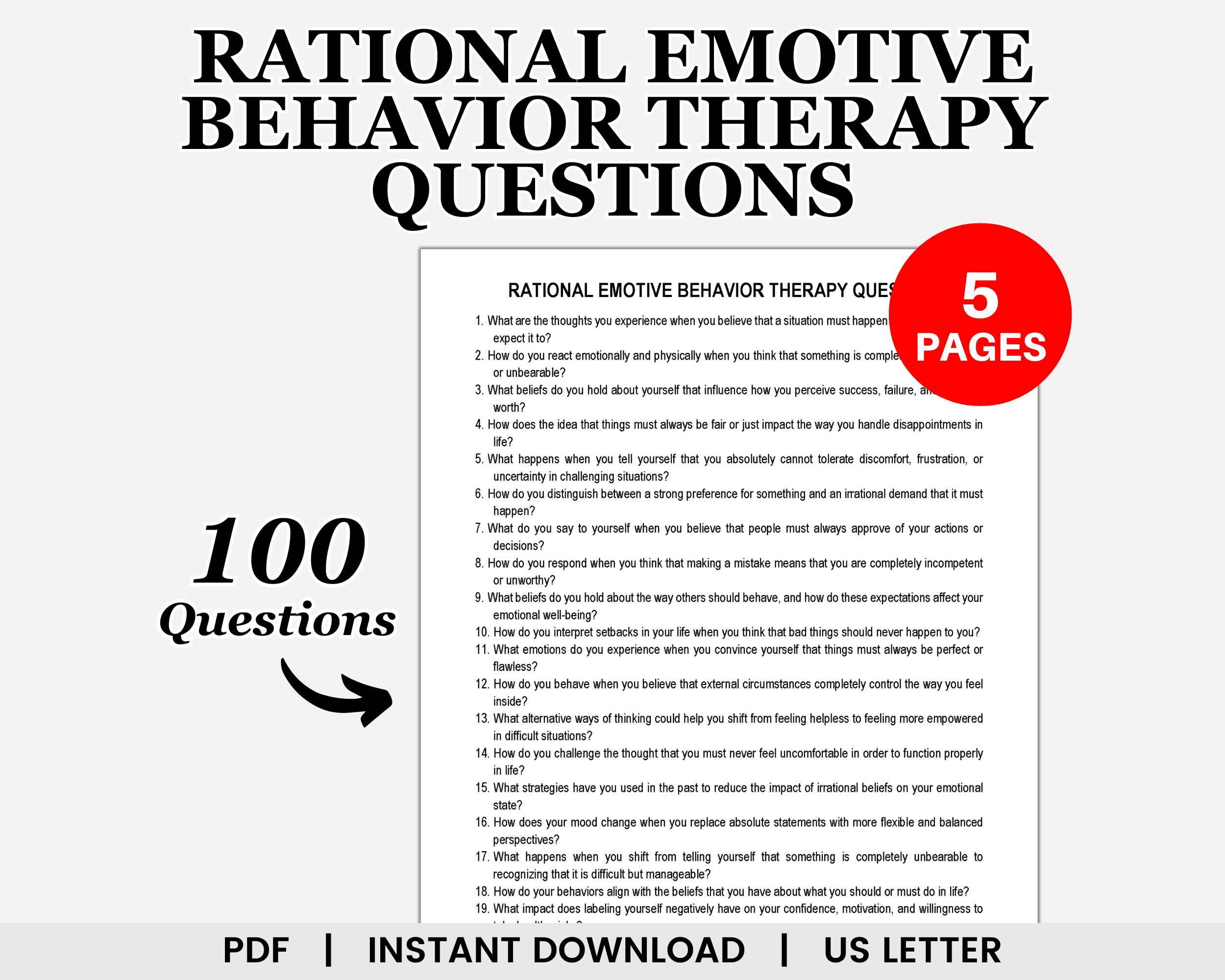 Rational Emotive Behavior Therapy Questions, REBT Therapy, REBT ...