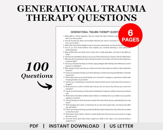 Generational Trauma Therapy Questions, Ancestral Trauma, Childhood Trauma, Family Systems Therapy, Trauma Therapy, Counseling Questions