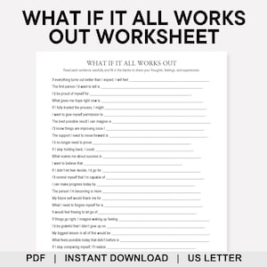 What if It All Works Out Worksheet, Goal Setting, Personal Growth, Emotional Regulation, Future Self, Self Care, Reframing, Coping Skills