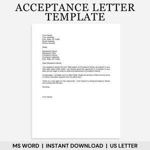 Modelo de carta de aceptación de oferta de trabajo, carta de aceptación, plantilla de carta de aceptación, carta de aceptación de trabajo, carta de oferta, carta de trabajo