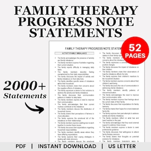 Family Therapy Progress Note Statements, Family Therapy, Couples Therapy, Progress Notes, Therapy Notes, Progress Note Template