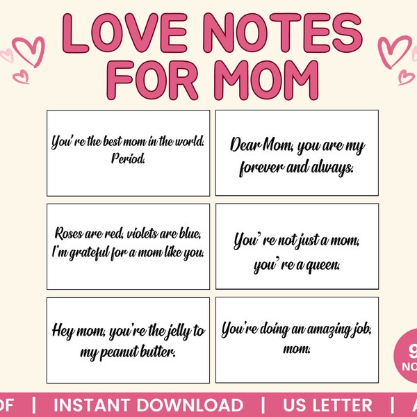 Love Notes For Mom, Love Quotes for Mom, Birthday Gift for Mom, Mother's Day Messages, I Love You Messages For Mom, Mother's Day Gift