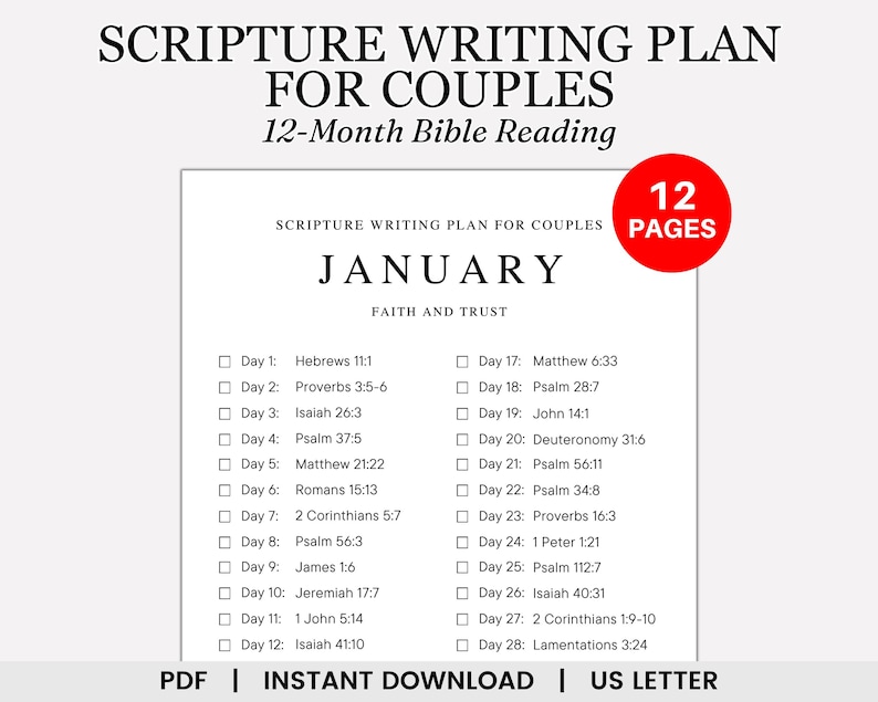 Scripture Writing Plan for Couples, Bible Reading Plan, Bible Verses ...