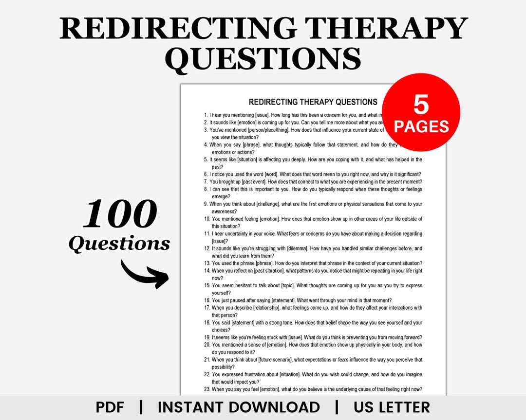 Supportive Questions Redirecting Therapy Questions, Open Ended Questions, Conversation ...