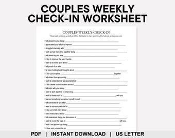 Paare wöchentlich Check-In Arbeitsblatt, Beziehung Check-In, Ehe Check-In, Paartherapie, Eheberatung, Paaraktivitäten