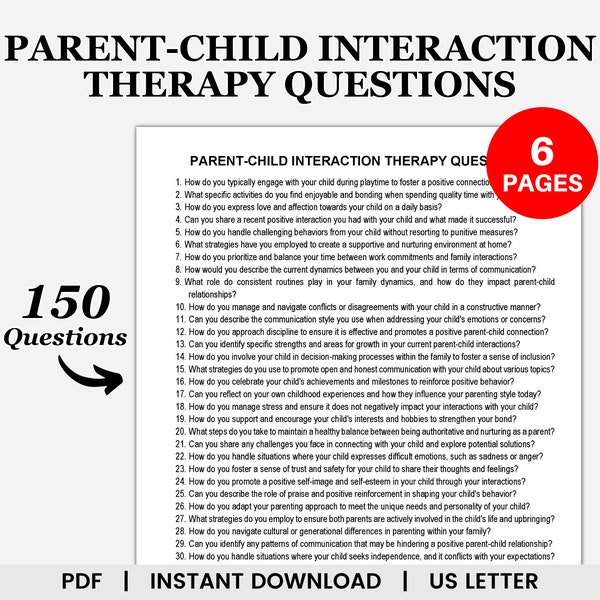 Parent Child Interaction Therapy Questions, Therapy Questions, Parenting Questions, Parent Child Therapy, Parenting Therapy, Child Therapy