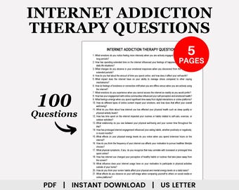 Internet Addiction Therapy Questions, Screen Addiction, Gaming Addiction, Social Media Use, Digital Detox, Addiction Recovery, Self Care