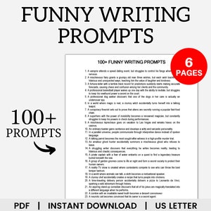 Funny Writing Prompts for Adults, Comedy Writing Prompts, Funny Story Writing Prompts, Hilarious Writing Prompts, Funny Story Ideas