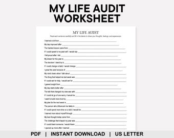 My Life Audit Worksheet, Life Reset, Vision Board, New Year Resolutions, Goal Setting, Personal Growth, Self Improvement, Self Reflection