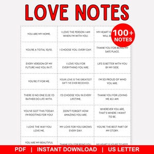 Love Notes, Love Notes for Him, Love Notes for Her, Mini Love Messages, Lunchbox Notes, Love Jar, Reasons Why I Love You, Valentines Day
