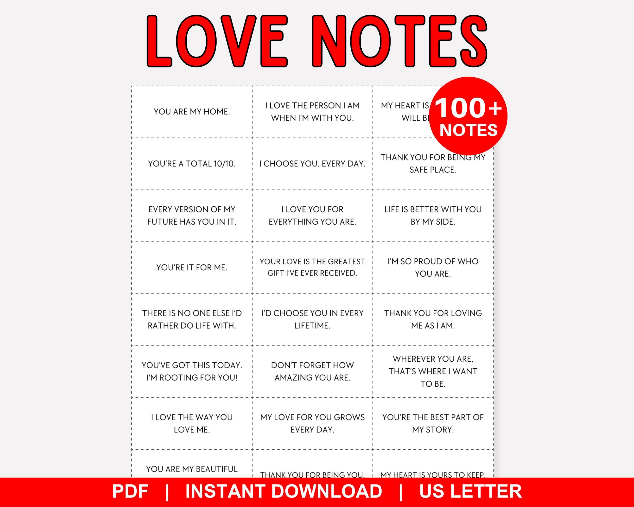 Love Notes, Love Notes for Him, Love Notes for Her, Mini Love