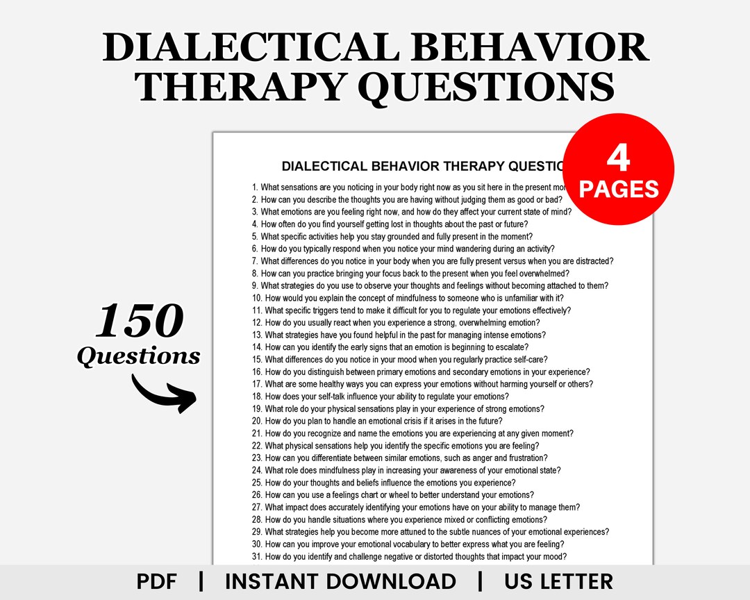 Dialectical Behavior Therapy Questions, DBT Therapy Questions, DBT ...