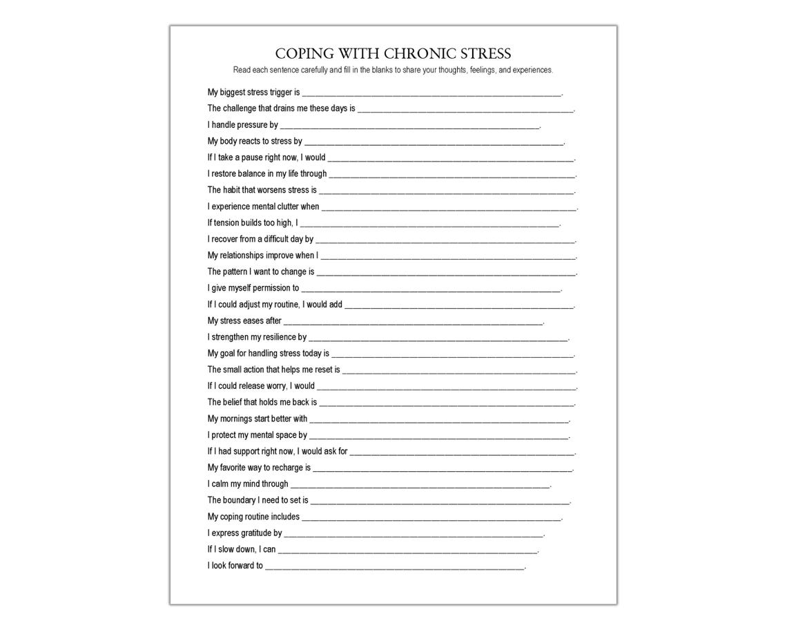 Chronic Absence Worksheet.pdf Coping With Chronic Stress Worksheet, Stress Management, Anxiety Relief ...