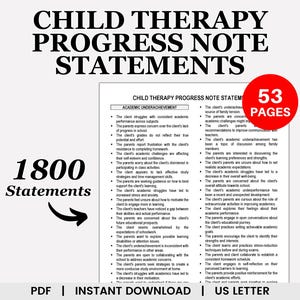 Declaraciones de notas de progreso de terapia infantil, terapia infantil, notas de progreso de terapia, informe de progreso, notas de psicoterapia, plantilla de nota de progreso