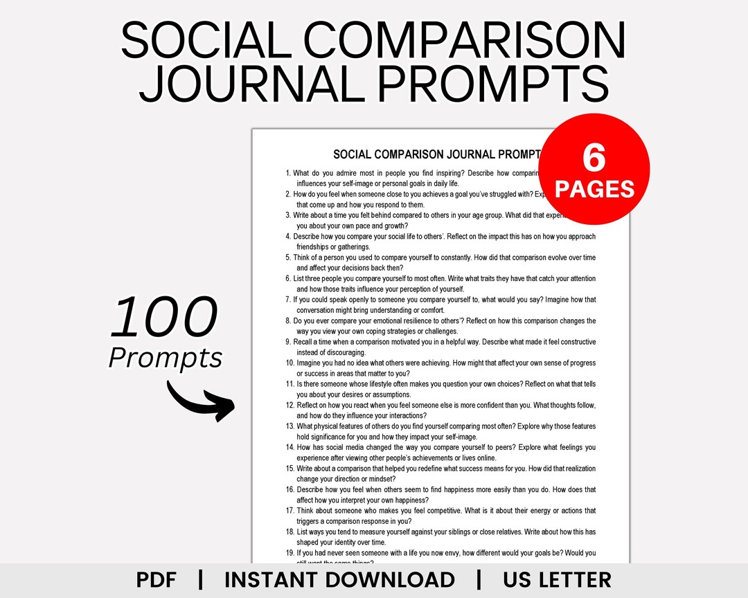 Journaling Identity Social Comparison Journal Prompts, Comparison Trap, Social Anxiety ...