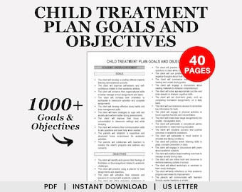 Child Treatment Plan Goals and Objectives, Therapy Goals, Child Therapy, Child Counseling, Kid Therapy, Treatment Planner, Therapist Planner