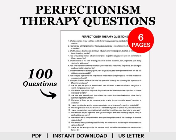 Perfectionism Therapy Questions, Imposter Syndrome, People Pleasing, Overthinking, Inner Critic, Anxiety Relief, Stress Management